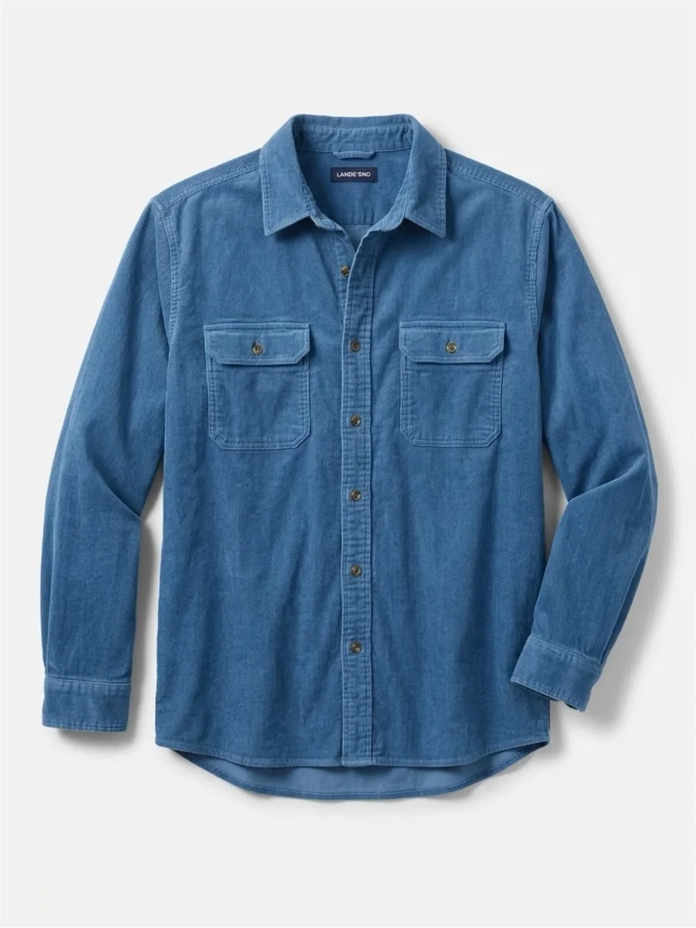 Lands' End Men's Blue Corduroy Button-Down Shirt